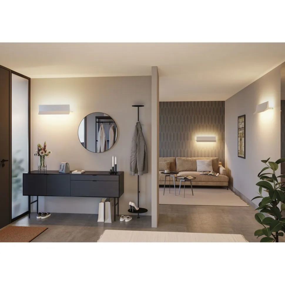 LED-seinävalaisin Paulmann Stine, Smart Home Zigbee 3.0, säädettävä värilämpötila, himmennettävä, mattavalkoinen