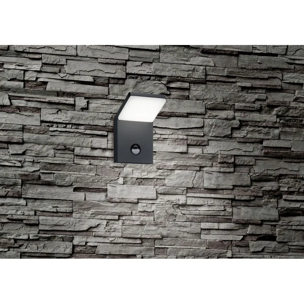 LED-seinävalaisin Pearl 100x105x160 mm antrasiitti liiketunnistimella