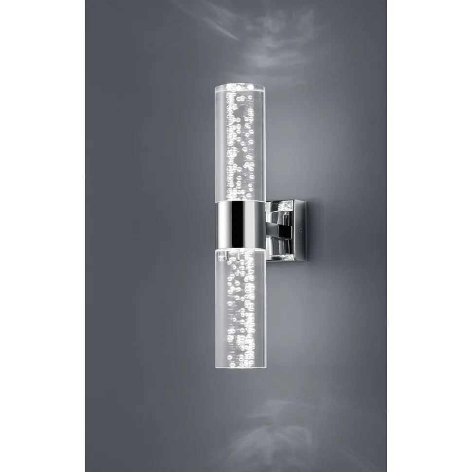LED-seinävalaisin H2O 70x120x300 mm 2-osainen kromi/kupla-akryyli