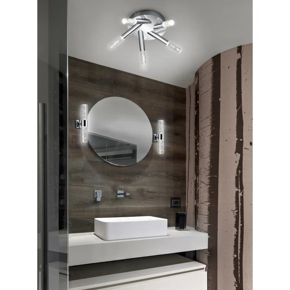 LED-seinävalaisin H2O 70x120x300 mm 2-osainen kromi/kupla-akryyli