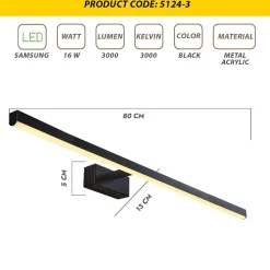 LED-seinävalaisin Linento Lighting Venola musta