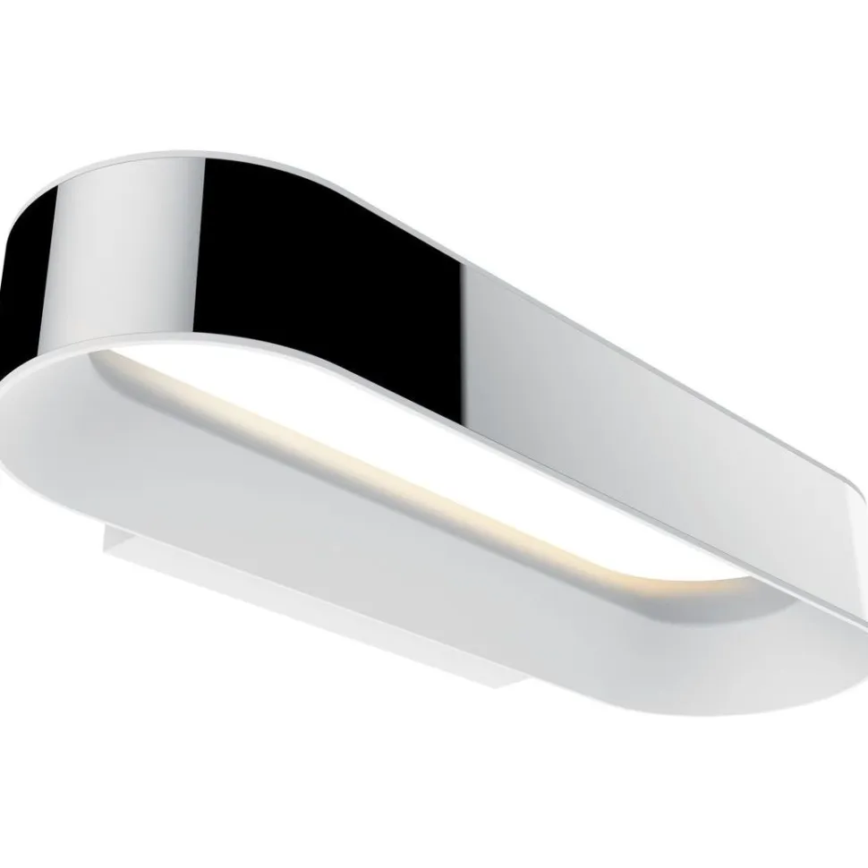LED-seinävalaisin Paulmann Agena, IP44, 2700K, himmennettävä, kromi/mattavalkoinen