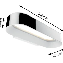 LED-seinävalaisin Paulmann Agena, IP44, 2700K, himmennettävä, kromi/mattavalkoinen