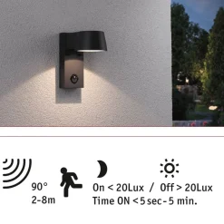 LED-Seinävalaisin Paulmann Capea 165mm liiketunnistin tummanharmaa