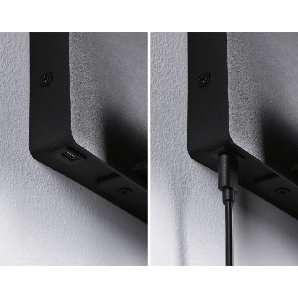 LED-seinävalaisin Paulmann Halina, USB C, 2700K, 200lm, 2.4W, mattamusta