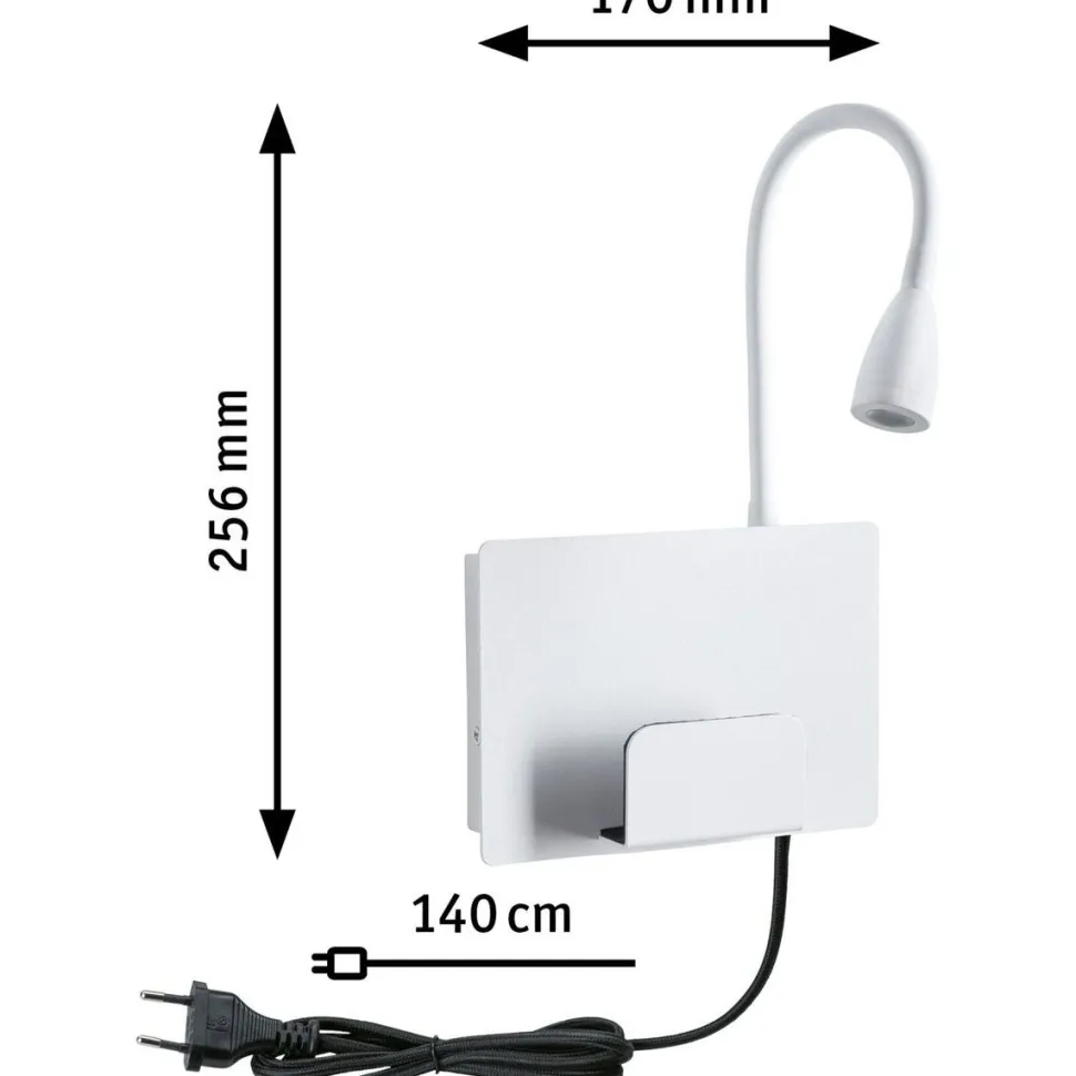 LED-seinävalaisin Paulmann Halina, USB C, 2700K, 200lm, 2.4W, mattamusta