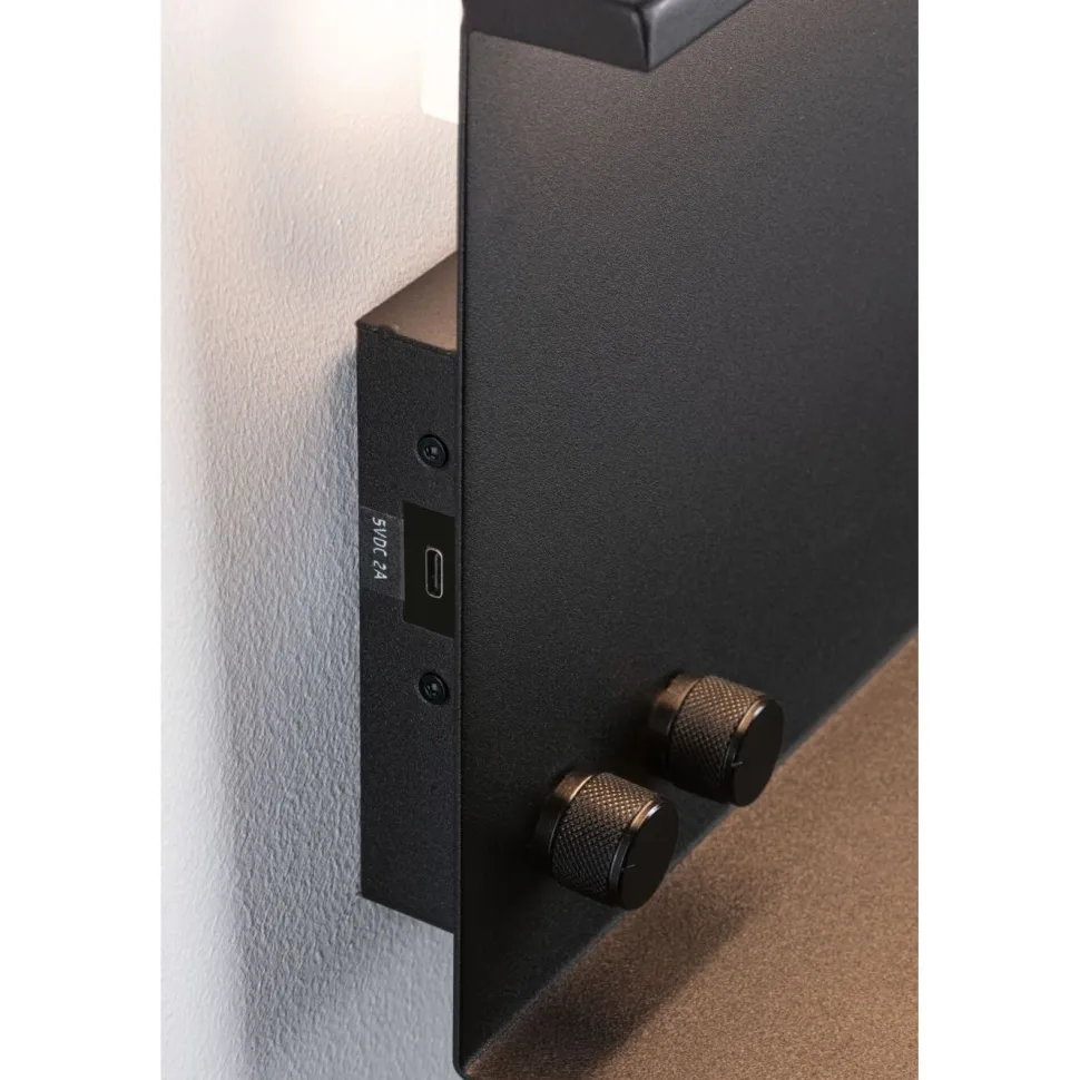 LED-seinävalaisin Paulmann Jarina, USB C, 3000K, himmennettävä, mattamusta