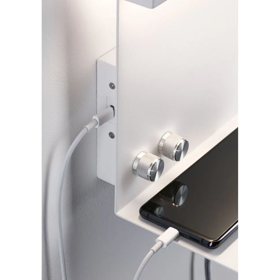 LED-seinävalaisin Paulmann Jarina, USB C, 3000K, himmennettävä, mattamusta