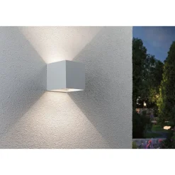 LED-seinävalaisin Paulmann Nyara, IP44, 3000K, 100x100mm, 2x1W / 1W, akkukäyttöinen, hämäräohjattu liiketunnistin (HF), valkoinen