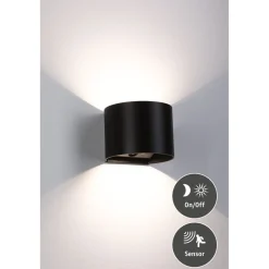 LED-seinävalaisin Paulmann Nyora, IP44, 3000K, 135x120mm, 2x1W / 1W, akkukäyttöinen, hämäräohjattu liiketunnistin (HF), valkoinen