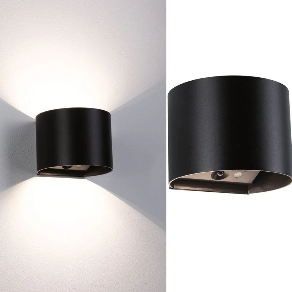 LED-seinävalaisin Paulmann Nyora, IP44, 3000K, 135x120mm, 2x1W / 1W, akkukäyttöinen, hämäräohjattu liiketunnistin (HF), valkoinen