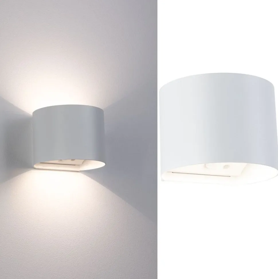 LED-seinävalaisin Paulmann Nyora, IP44, 3000K, 135x120mm, 2x1W / 1W, akkukäyttöinen, hämäräohjattu liiketunnistin (HF), valkoinen