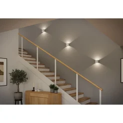 LED-seinävalaisin Paulmann Nyora, IP44, 3000K, 135x120mm, 2x1W / 1W, akkukäyttöinen, hämäräohjattu liiketunnistin (HF), valkoinen