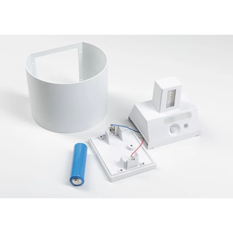 LED-seinävalaisin Paulmann Nyora, IP44, 3000K, 135x120mm, 2x1W / 1W, akkukäyttöinen, hämäräohjattu liiketunnistin (HF), valkoinen