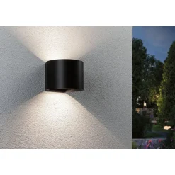 LED-seinävalaisin Paulmann Nyora, IP44, 3000K, 135x120mm, 2x1W / 1W, akkukäyttöinen, hämäräohjattu liiketunnistin (HF), valkoinen