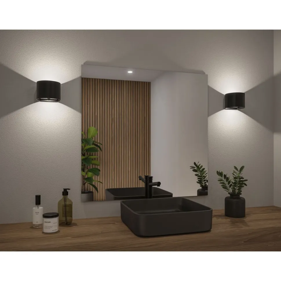LED-seinävalaisin Paulmann Nyora, IP44, 3000K, 135x120mm, 2x1W / 1W, akkukäyttöinen, hämäräohjattu liiketunnistin (HF), valkoinen