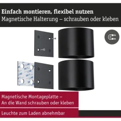 LED-seinävalaisin Paulmann Nyora, IP44, 3000K, 135x120mm, 2x1W / 1W, akkukäyttöinen, hämäräohjattu liiketunnistin (HF), valkoinen