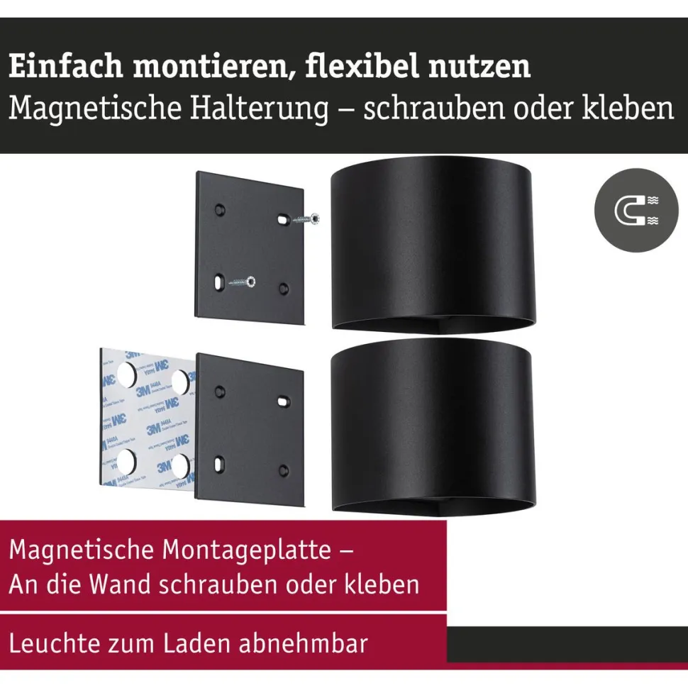 LED-seinävalaisin Paulmann Nyora, IP44, 3000K, 135x120mm, 2x1W / 1W, akkukäyttöinen, hämäräohjattu liiketunnistin (HF), valkoinen