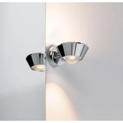LED-seinävalaisin Paulmann Sabik, IP44, 2700K, himmennettävä, kromi