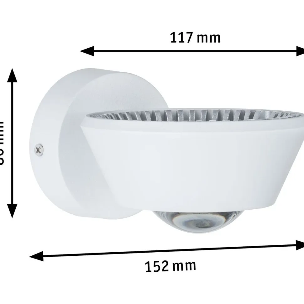 LED-seinävalaisin Paulmann Sabik, IP44, 2700K, himmennettävä, mattavalkoinen
