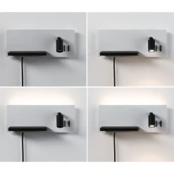 LED-seinävalaisin Paulmann Serra Left, USB C, 2700K, himmennettävä, mattavalkoinen/mattamusta