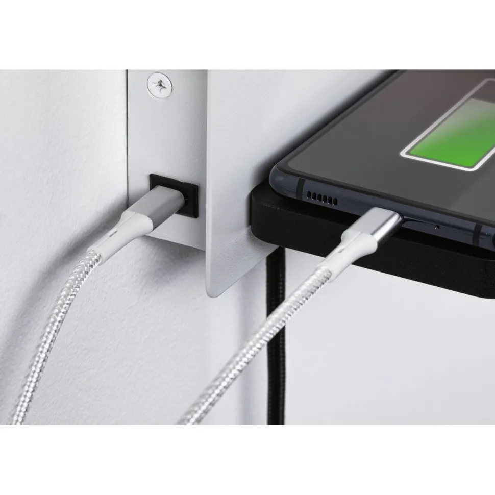 LED-seinävalaisin Paulmann Serra Left, USB C, 2700K, himmennettävä, mattavalkoinen/mattamusta