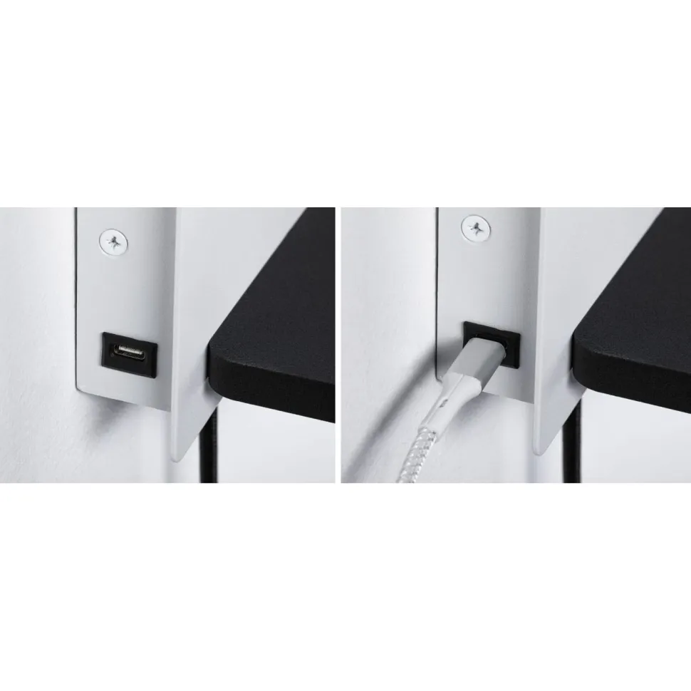 LED-seinävalaisin Paulmann Serra Left, USB C, 2700K, himmennettävä, mattavalkoinen/mattamusta