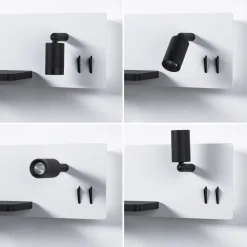 LED-seinävalaisin Paulmann Serra Left, USB C, 2700K, himmennettävä, mattavalkoinen/mattamusta