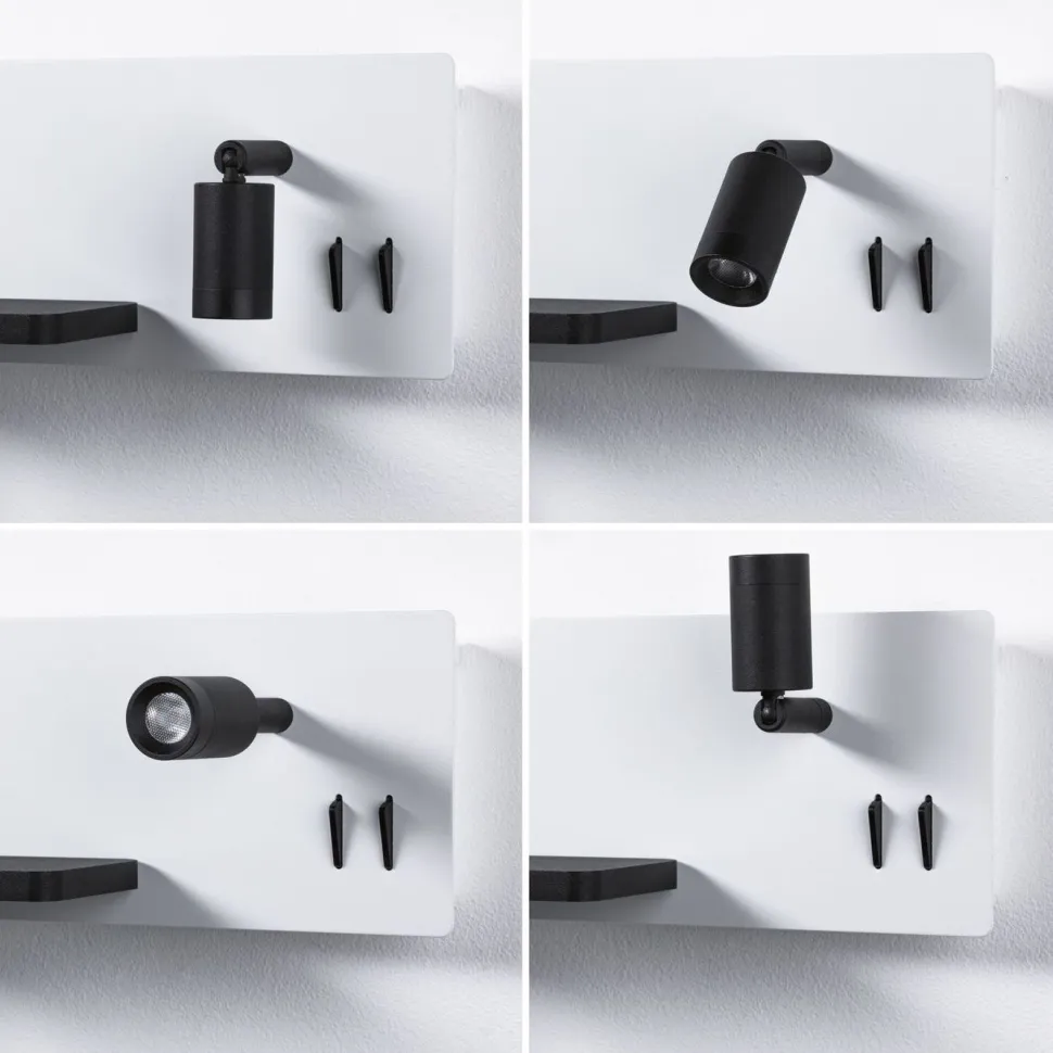 LED-seinävalaisin Paulmann Serra Left, USB C, 2700K, himmennettävä, mattavalkoinen/mattamusta