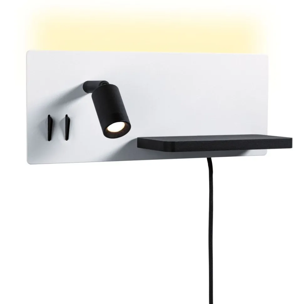 LED-seinävalaisin Paulmann Serra Right, USB C, 2700K, himmennettävä, mattavalkoinen/mattamusta