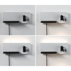 LED-seinävalaisin Paulmann Serra Right, USB C, 2700K, himmennettävä, mattavalkoinen/mattamusta