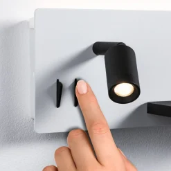LED-seinävalaisin Paulmann Serra Right, USB C, 2700K, himmennettävä, mattavalkoinen/mattamusta
