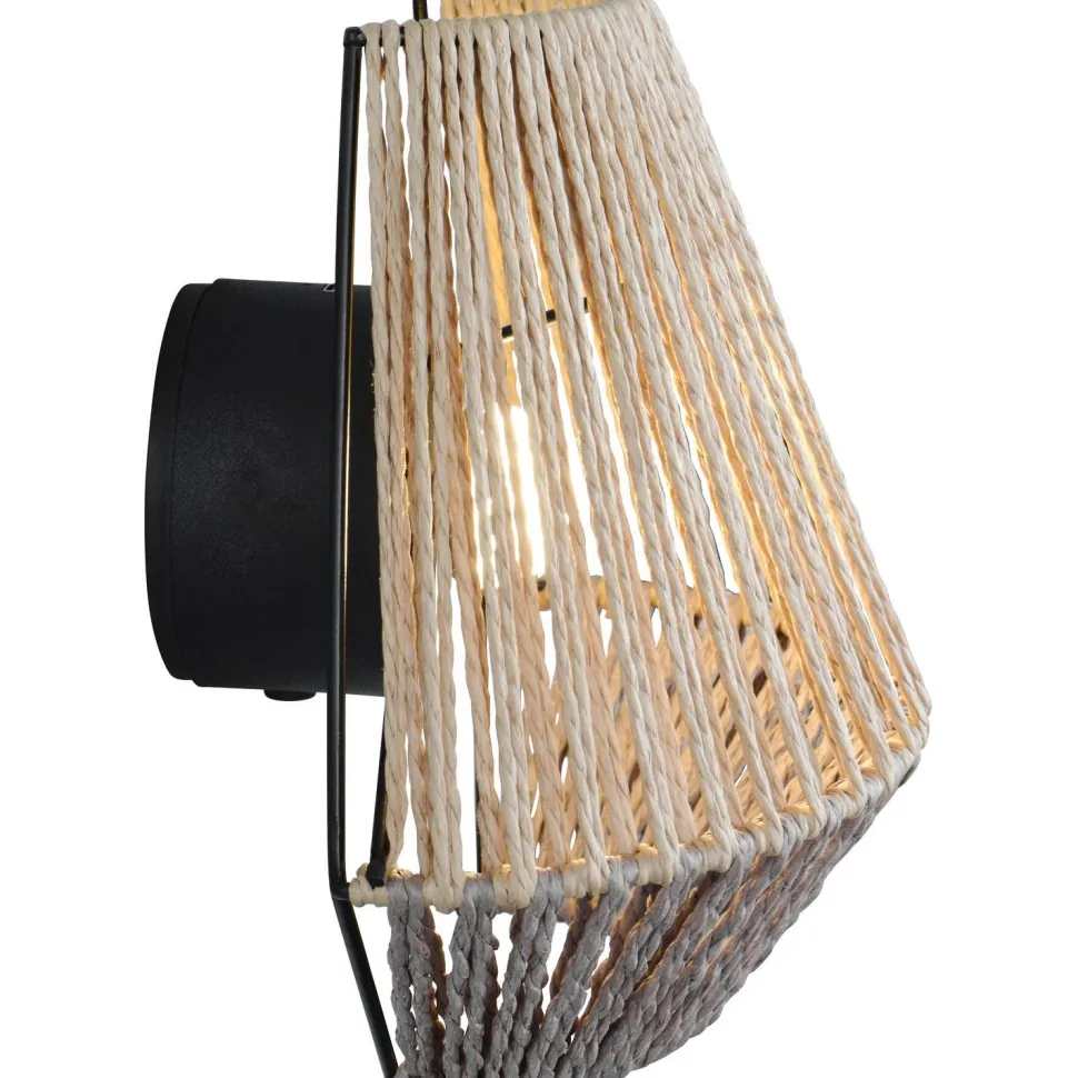 LED-seinävalaisin Trio Lira, ruskea/paperinaru, ladattava