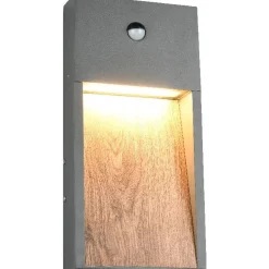 LED-seinävalaisin Trio Salmon, puu/antrasiitti, liiketunnistin