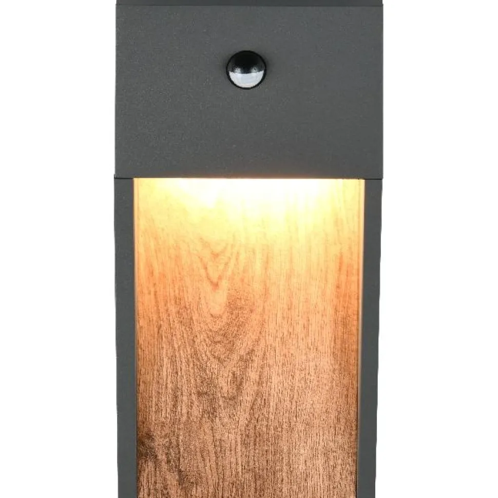LED-seinävalaisin Trio Salmon, puu/antrasiitti, liiketunnistin