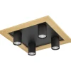 LED-Spottivalaisin Eglo Valcasotto 1 4-osainen 37x37cm musta/puu