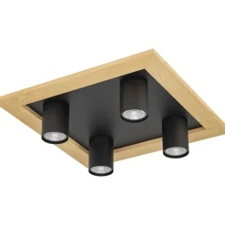 LED-Spottivalaisin Eglo Valcasotto 1 4-osainen 37x37cm musta/puu