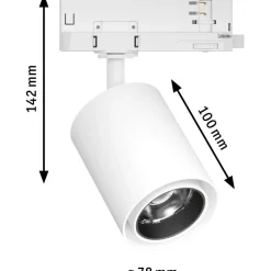 LED-spottivalaisin kiskoon Paulmann ProRail3 Kratos, 50°, 2000lm, 18.5W, 4000K, hopea
