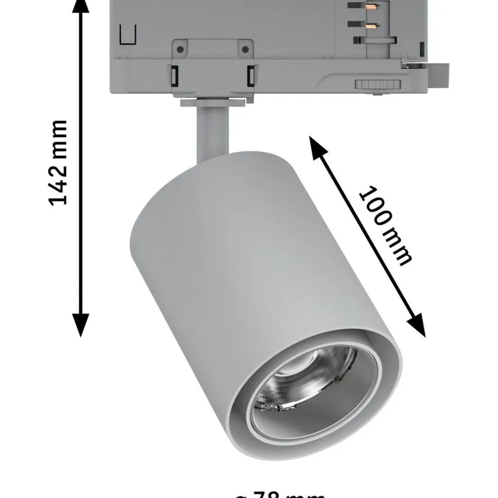 LED-spottivalaisin kiskoon Paulmann ProRail3 Kratos, 50°, 2000lm, 18.5W, 4000K, hopea