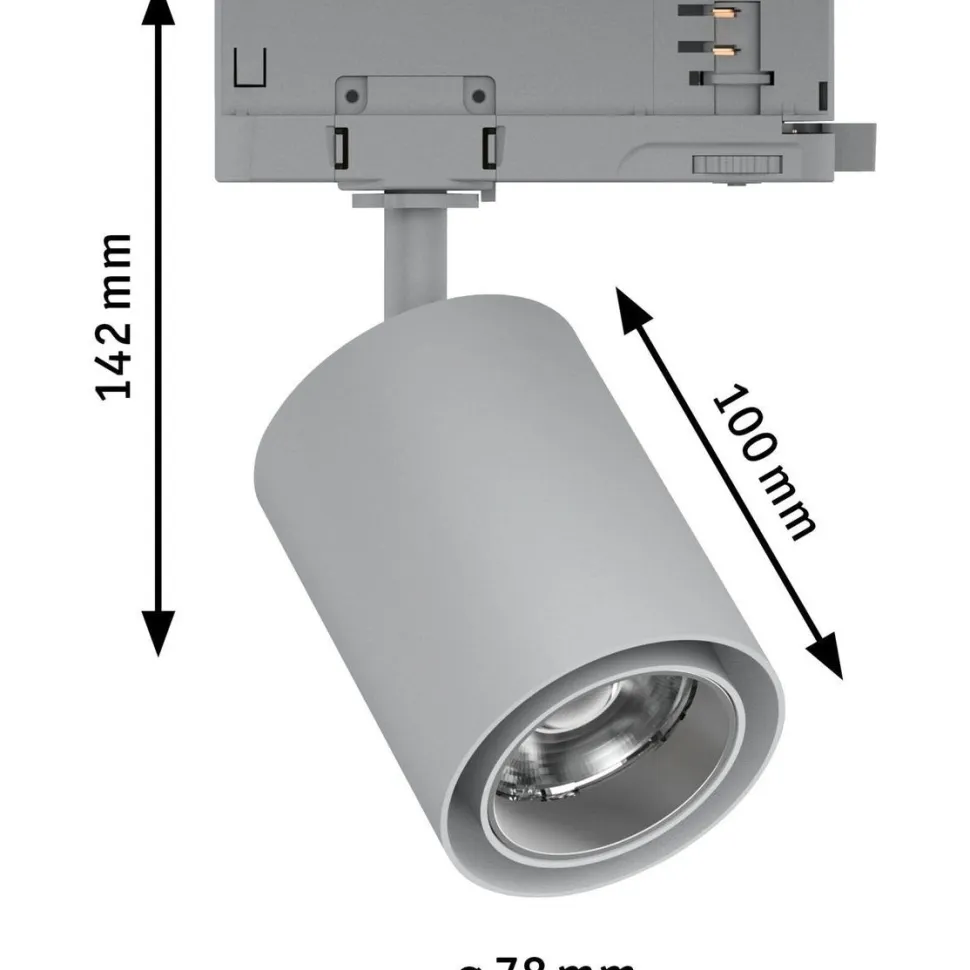 LED-spottivalaisin kiskoon Paulmann ProRail3 Kratos, 36°, 2000lm, 18.5W, 3000K, hopea