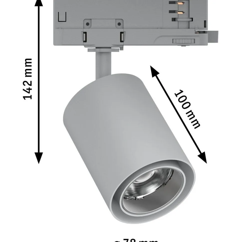LED-spottivalaisin kiskoon Paulmann ProRail3 Kratos, 36°, 2000lm, 18.5W, 3000K, hopea