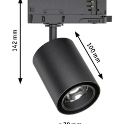 LED-spottivalaisin kiskoon Paulmann ProRail3 Kratos, 50°, 25W, 3000K, musta