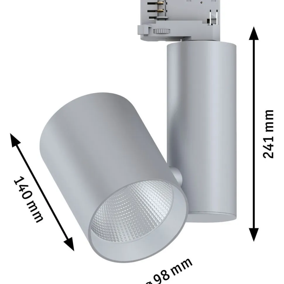 LED-spottivalaisin kiskoon Paulmann ProRail3 Zeuz, 60°, 4000K, himmennettävä, hopea