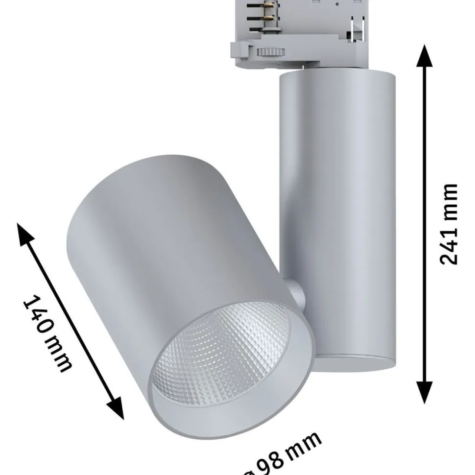 LED-spottivalaisin kiskoon Paulmann ProRail3 Zeuz, 60°, 4000K, himmennettävä, hopea