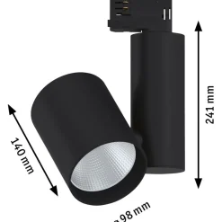 LED-spottivalaisin kiskoon Paulmann ProRail3 Zeuz, 15°, 3000K, himmennettävä, musta