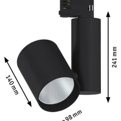 LED-spottivalaisin kiskoon Paulmann ProRail3 Zeuz, 39°, 3000K, himmennettävä, musta