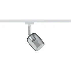 LED-spottivalaisin kiskoon Paulmann URail Blossom, G9, max.10W, himmennettävä, mattakromi/savulasi