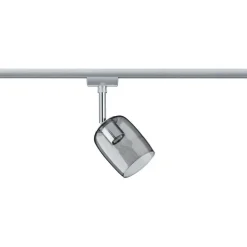 LED-spottivalaisin kiskoon Paulmann URail Blossom, G9, max.10W, himmennettävä, mattakromi/savulasi