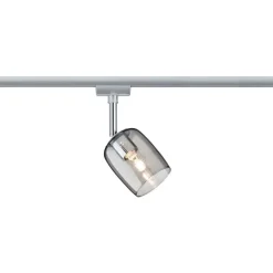 LED-spottivalaisin kiskoon Paulmann URail Blossom, G9, max.10W, himmennettävä, mattakromi/savulasi