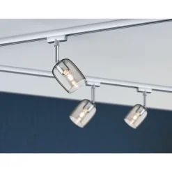 LED-spottivalaisin kiskoon Paulmann URail Blossom, G9, max.10W, himmennettävä, mattakromi/savulasi